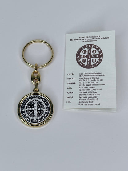 Saint Benedict Medal Key Chain Golden