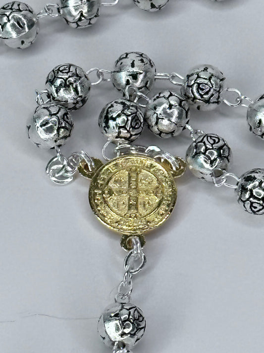 Saint Benedict Rosary Rose Beads with the Pardon Crucifix