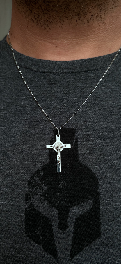 Saint Benedict Crucifix Silver 925/Chain 925 Silver Rhodium