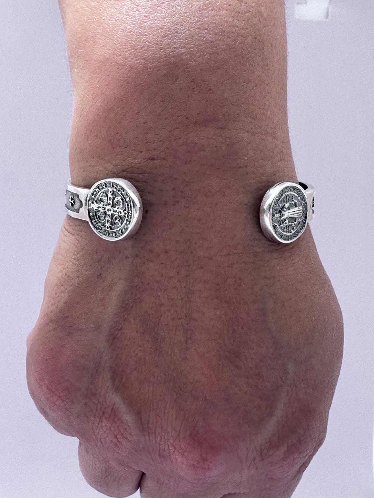 St Benedict Modern Silver Brass bracelet
