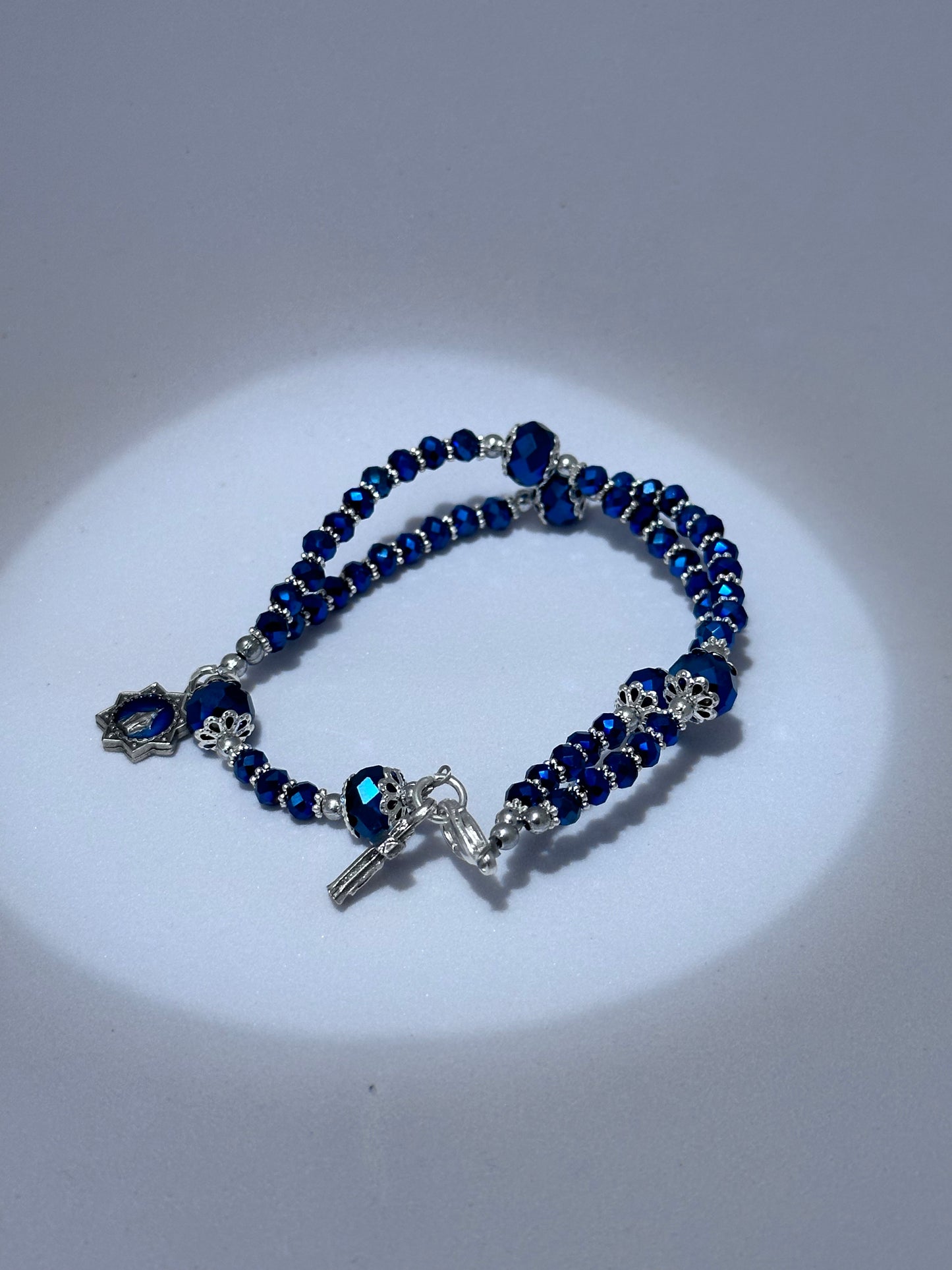 Rosary bracelet miraculous medal Blue