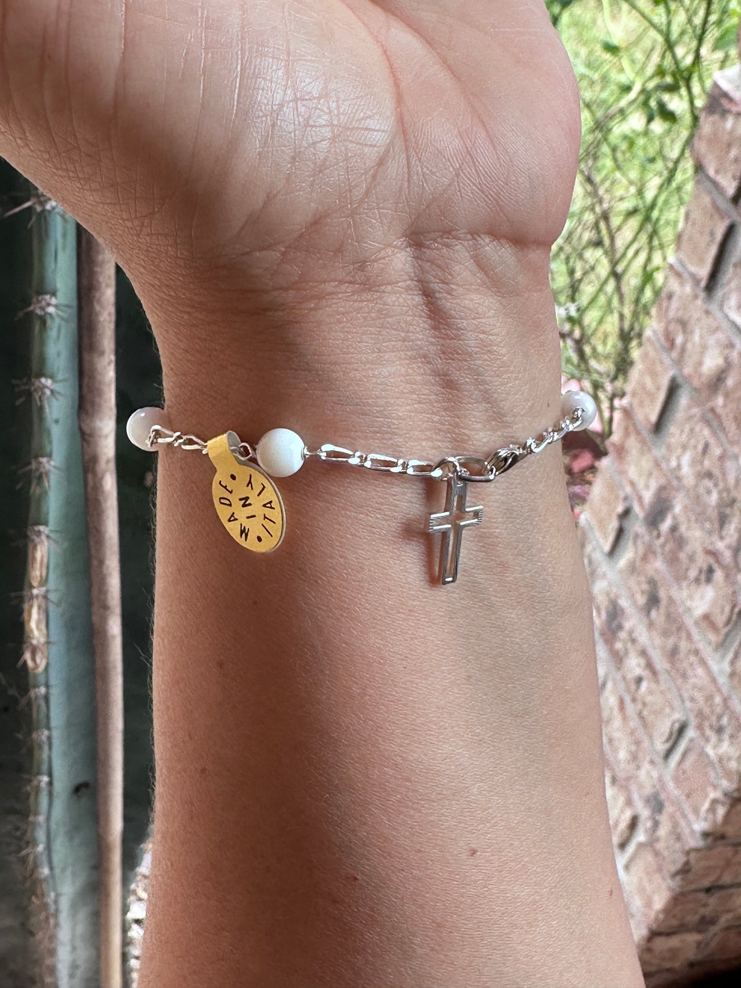 Bracciale Rosario Argento 925/Madreperla 