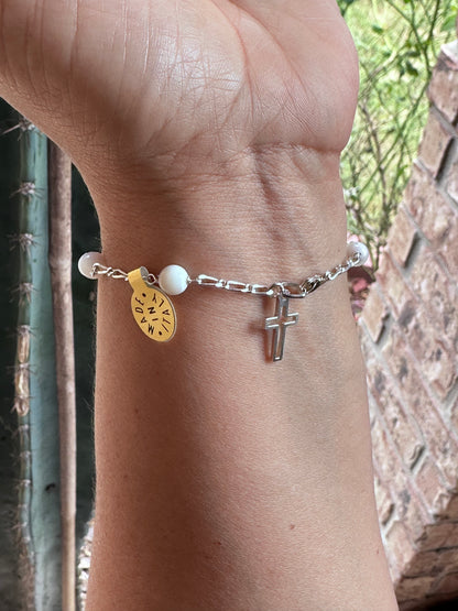 Bracciale Rosario Argento 925/Madreperla 