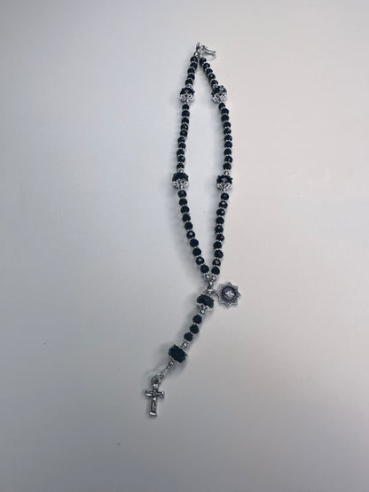 Rosary bracelet miraculous medal Black