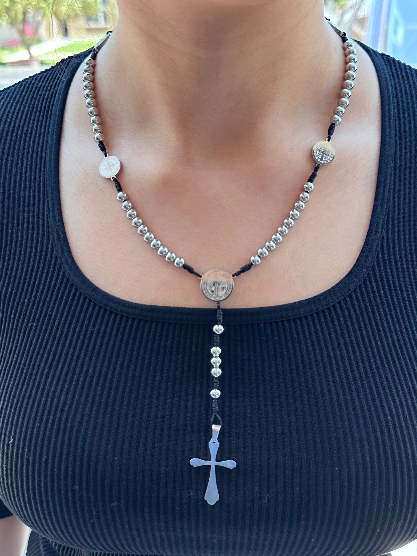 Collana Rosario di San Benedetto in Acciaio Inossidabile