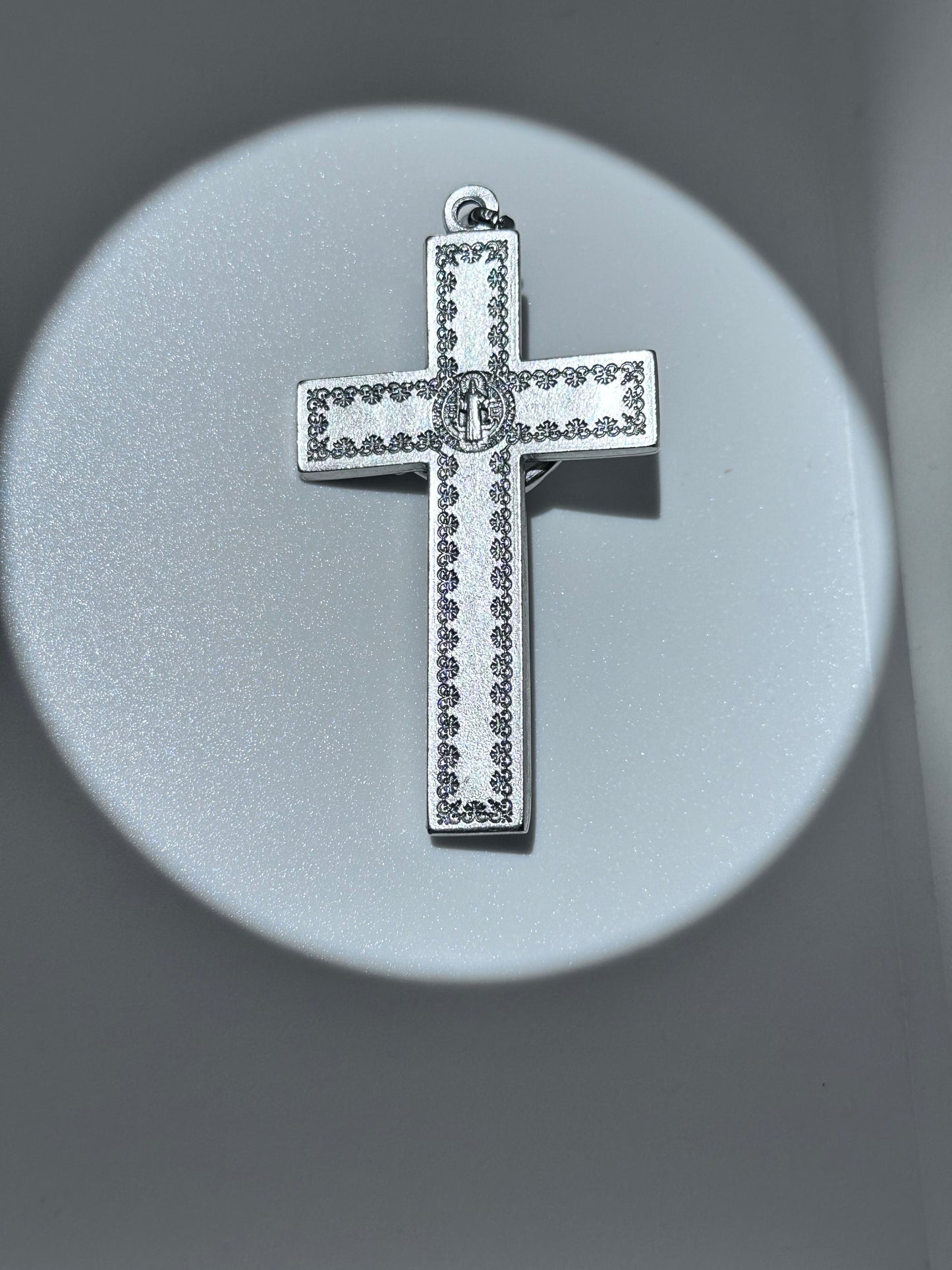 Saint Benedict Crucifix Silver/white
