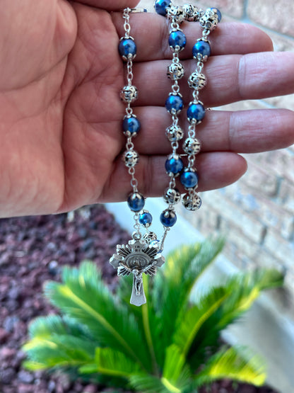 Saint Benedict Rosary Blue Pearl Bead 8 mm