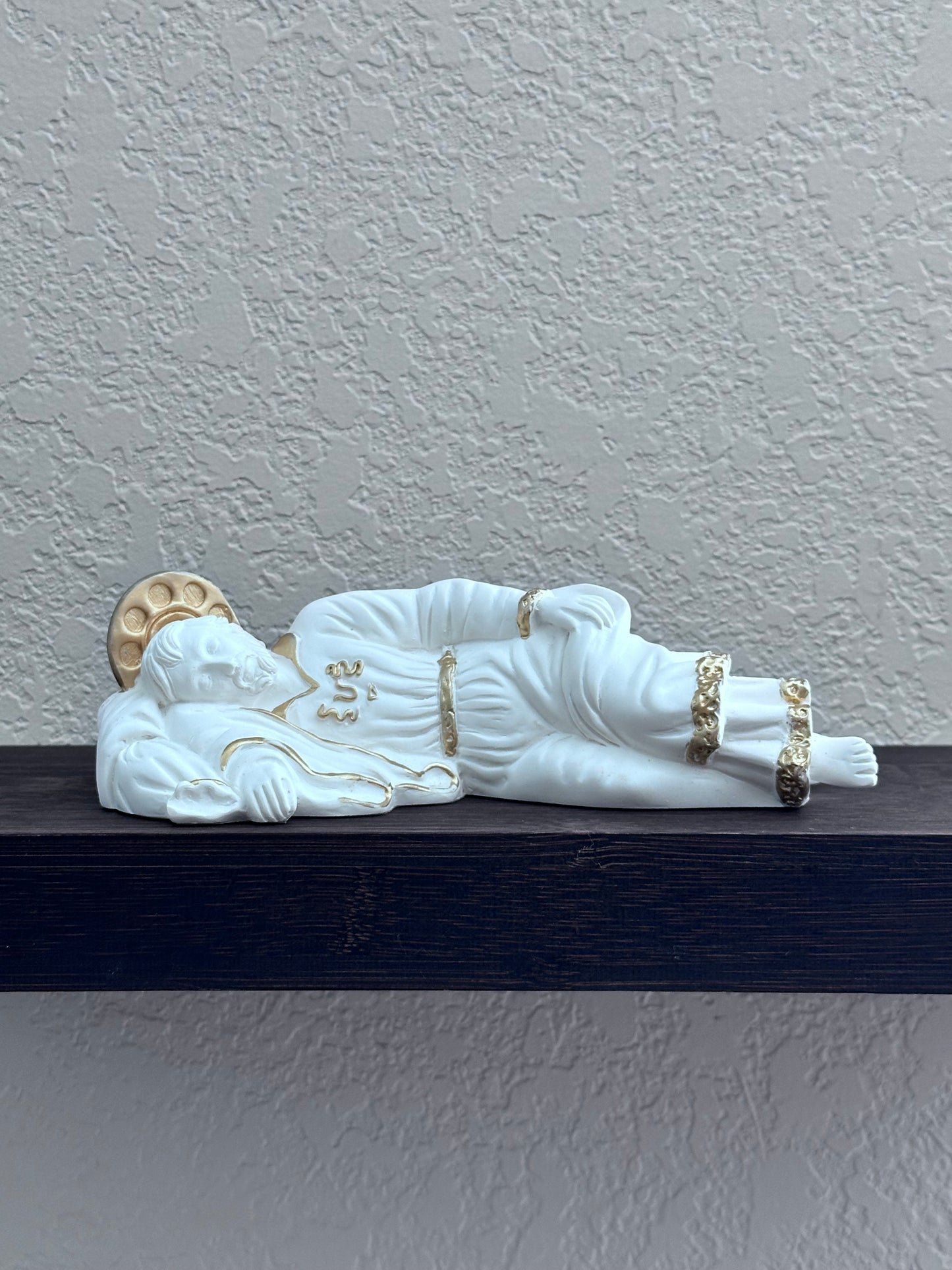 Statua dormiente di San Giuseppe in resina bianca 8,2 pollici