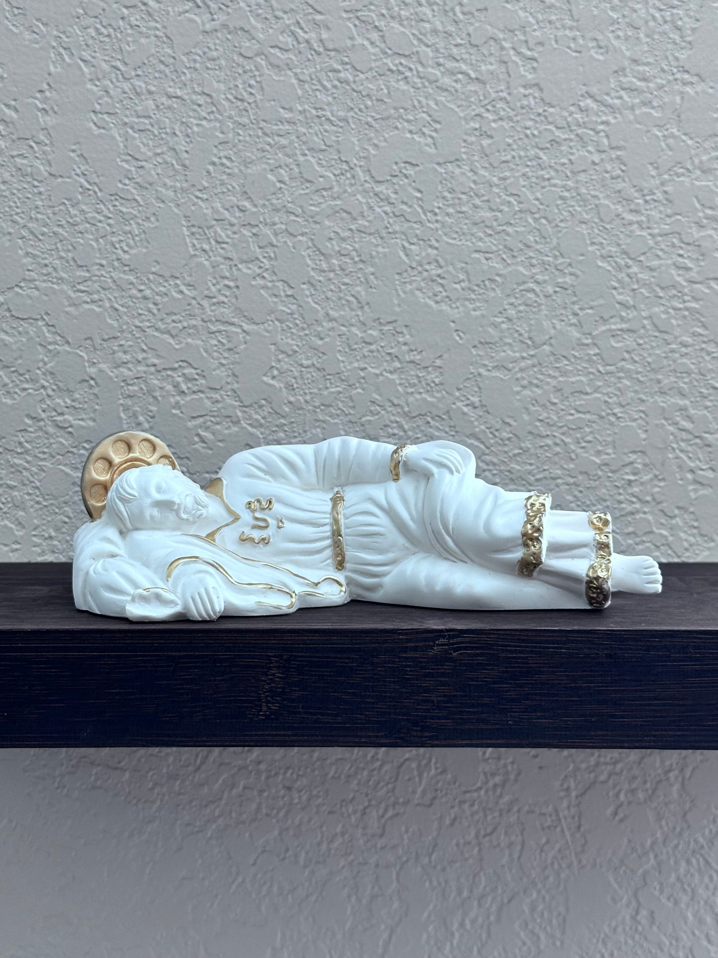 Estatua durmiente de San José de resina blanca de 8,2 pulgadas