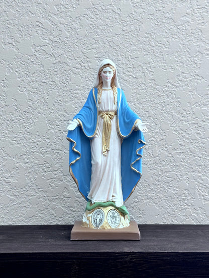 Statue Miraculous Madonna Resin with Metal Medal