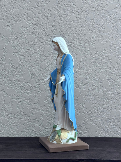 Statue Miraculous Madonna Resin with Metal Medal