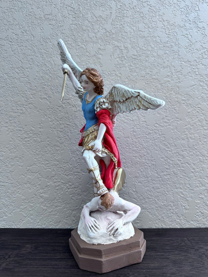 Colored resin St. Michael the Archangel Statue 13 inches