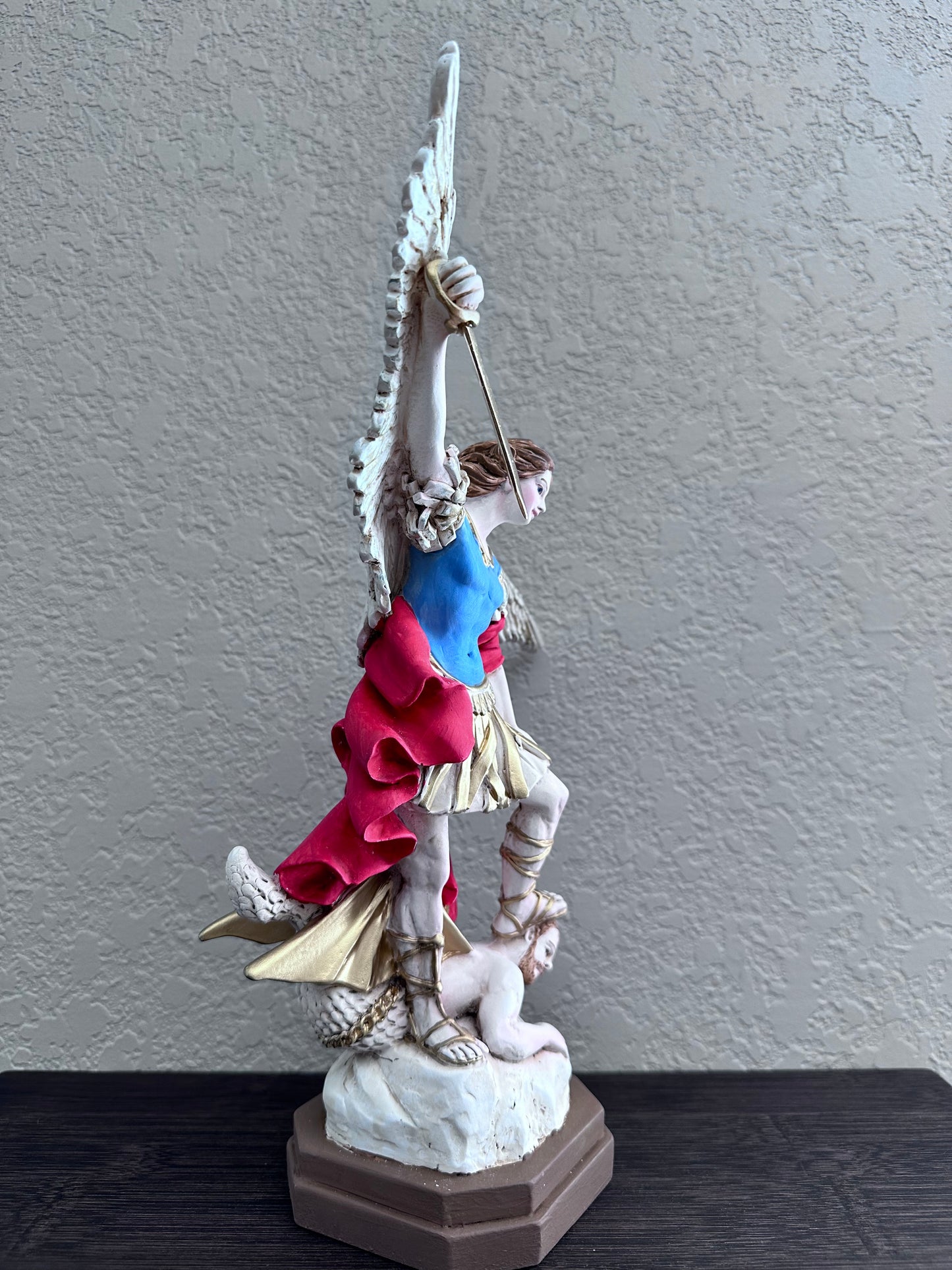 Colored resin St. Michael the Archangel Statue 13 inches