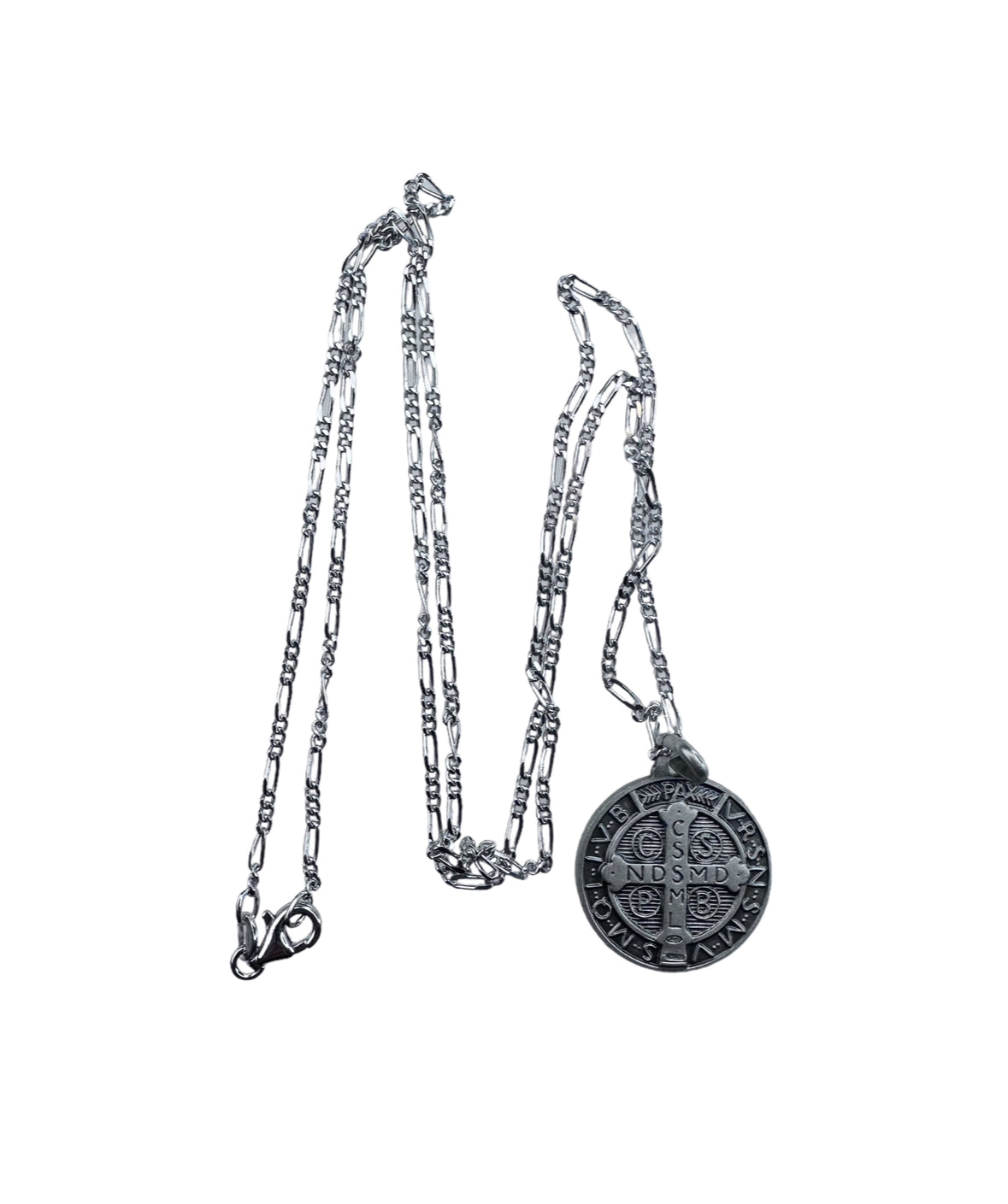 Coined Medal of Saint Benedict in silver 925 With Chain Silver 925