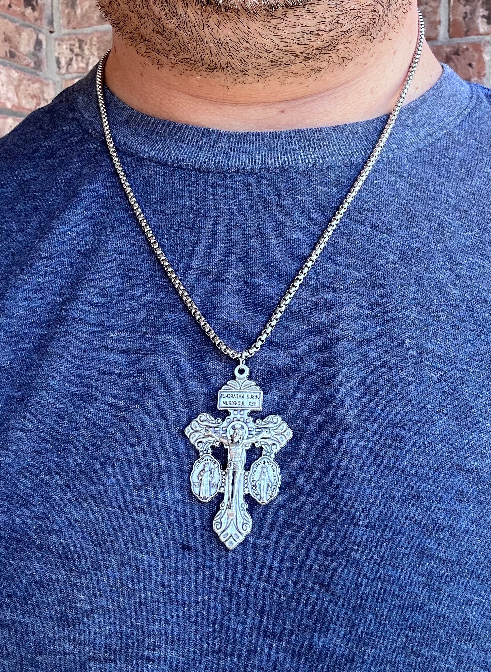 YAHOYA Ciondolo Medaglia San Benedetto Per Uomo Crocifisso In - Foto 6