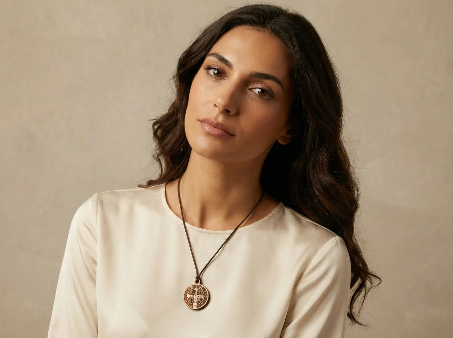 Medaglia di San Benedetto in legno d'ulivo