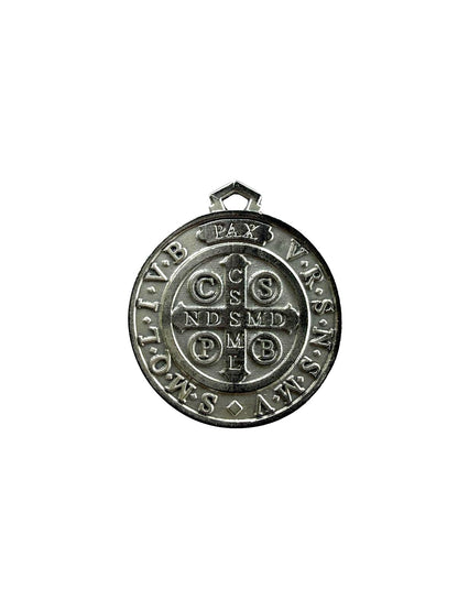 Silver‑Tone Saint Benedict Medal – 1.5 Inches Abbazia di San Benedetto in Monte, Norcia)