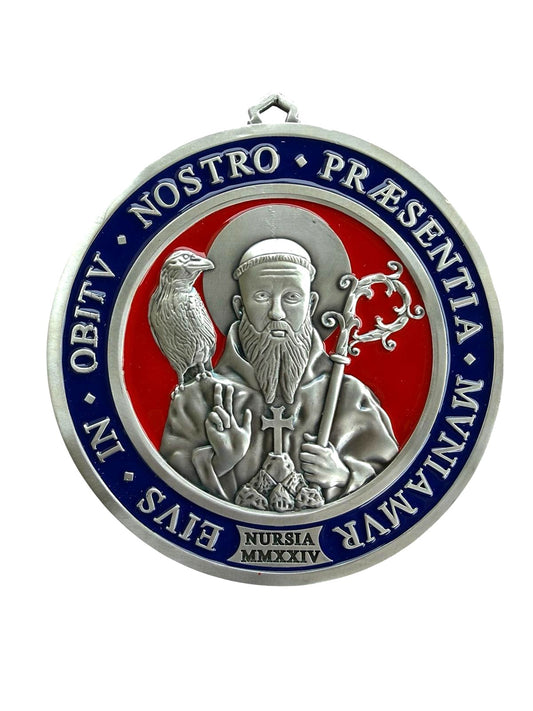 Medallón de metal de San Benito - 15 cm - 0,53 kg (Abbazia di San Benedetto in Monte, Norcia)