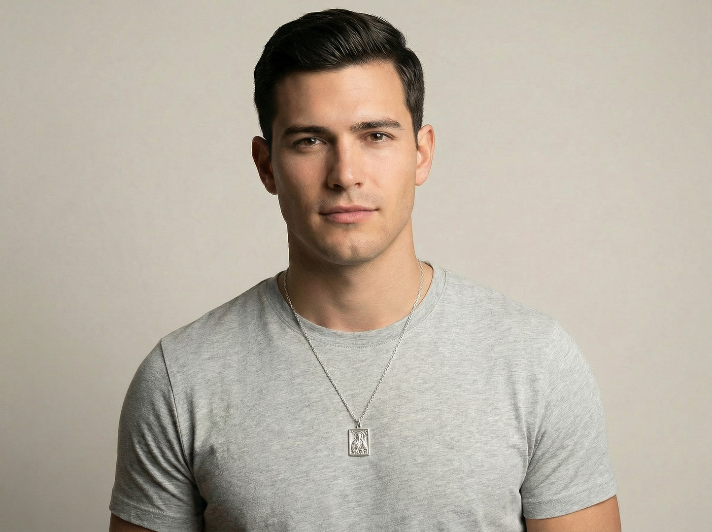 Scapolare della Madonna del Monte Carmelo e del Sacro Cuore di Gesù in argento 925 - 35 pollici di circonferenza