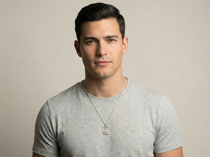 Scapolare della Madonna del Monte Carmelo e del Sacro Cuore di Gesù in argento 925 - 35 pollici di circonferenza