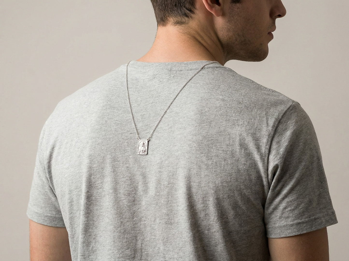 Scapolare della Madonna del Monte Carmelo e del Sacro Cuore di Gesù in argento 925 - 35 pollici di circonferenza