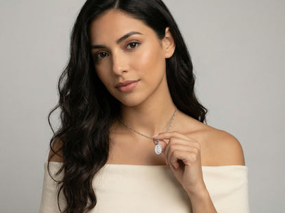 Medal Our Lady of Guadalupe in Rhodium/Silver 925 oval 1 inch