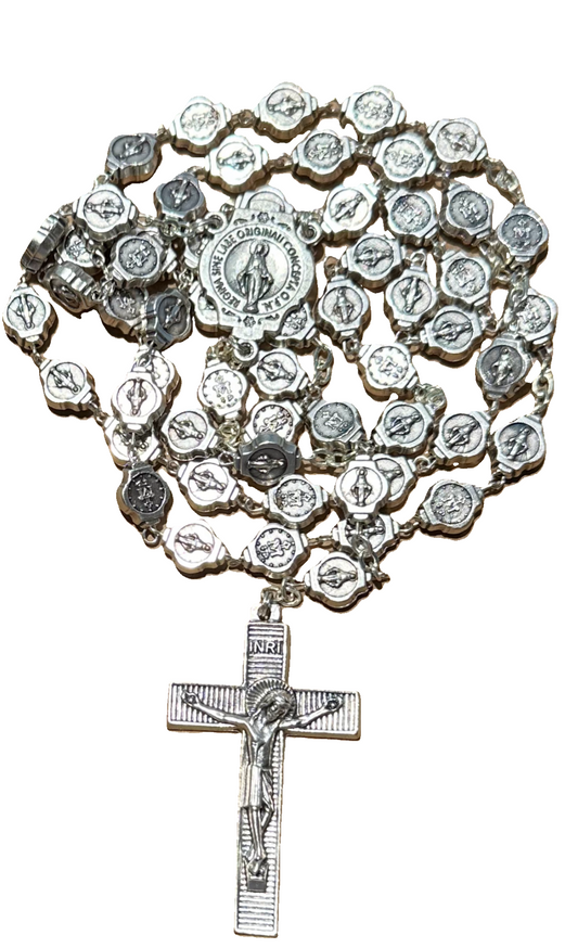 Metal Rosary with Miraculous Medal Beads