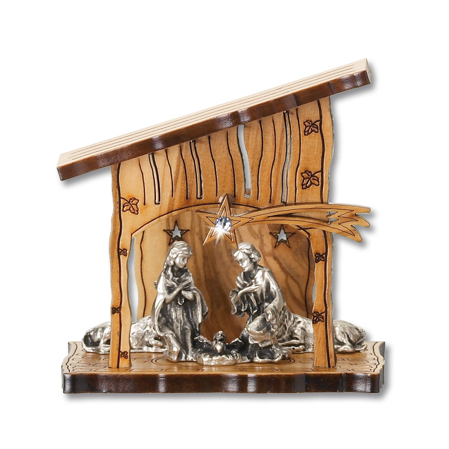Nativity Scene Made of Olive Wood, Size 3.5x3 1/4 Inchs