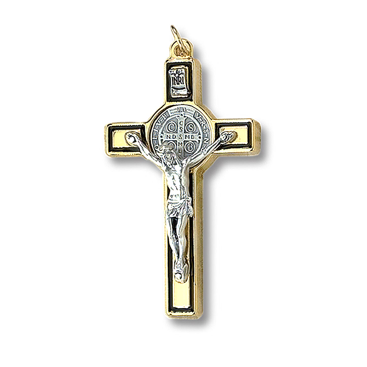 Crucifijo de San Benito Color Dorado/Negro 3 pulgadas