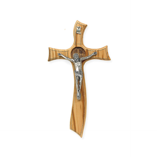 Crucifix of Saint Benedict made of olive wood and metal