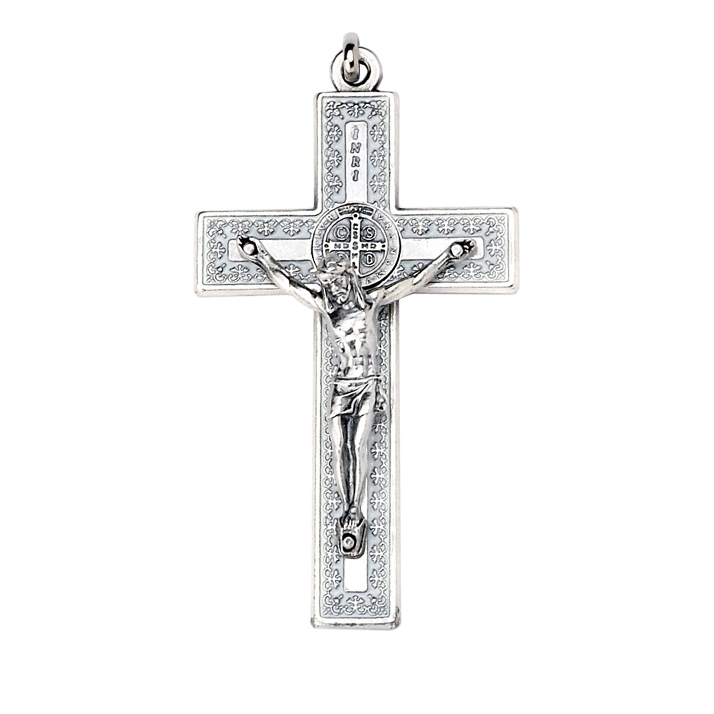 Crocifisso San Benedetto Argento/bianco