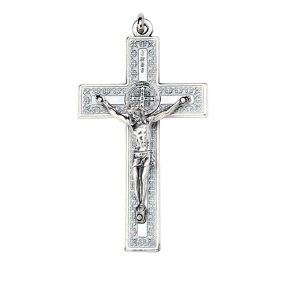 Crocifisso San Benedetto Argento/bianco
