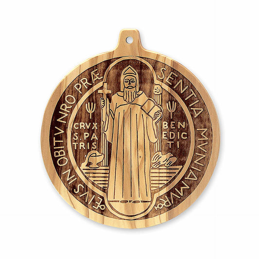 St. Benedict Medal in Olive Wood - 5.9 inches