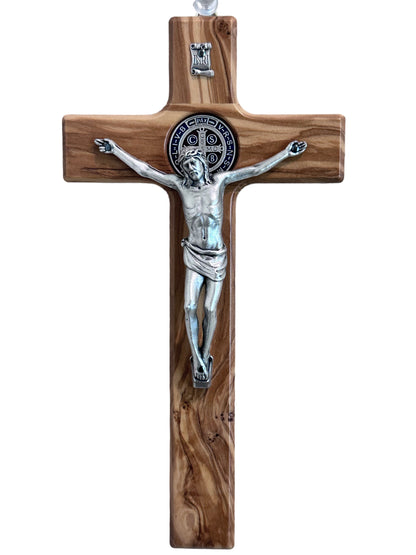 Crucifijo San Benito Madera De Olivo Marrón