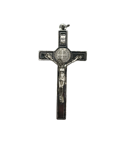 Saint Benedict Crucifix Silver/Black Color/4.5 inches