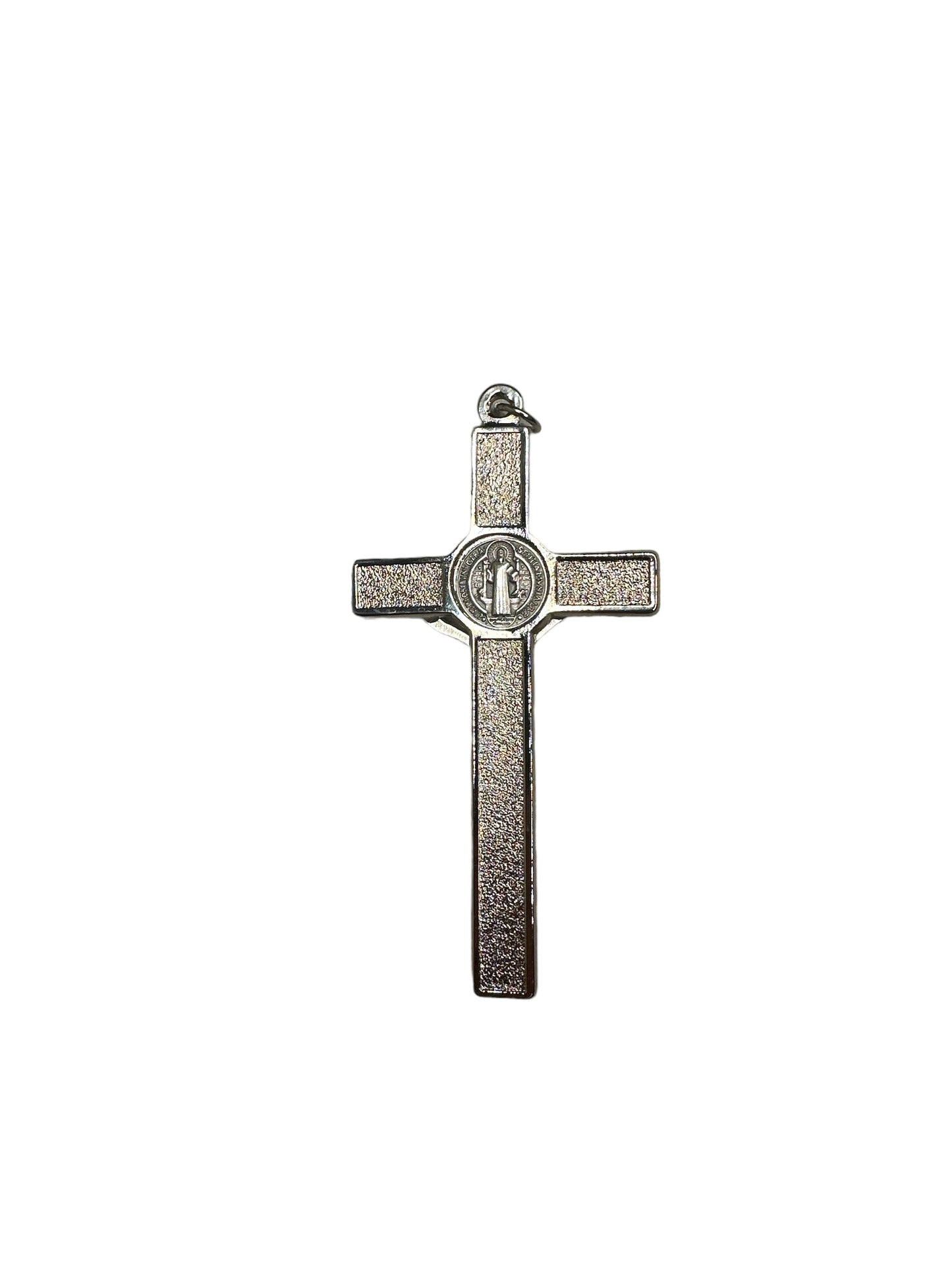Crucifijo de San Benito Plata/Color Negro/4.5 pulgadas
