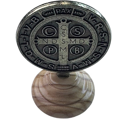 Saint Benedict Medal with Olive Wood Base