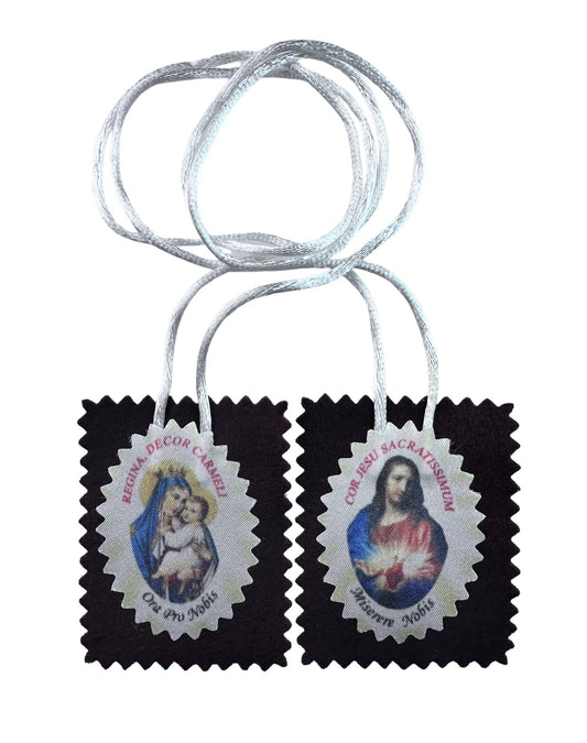 Escapulario El Sagrado Corazón de Jesús y la imagen de La Virgen del Carmen