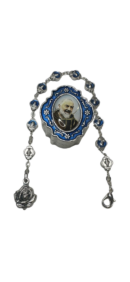 Pulsera San Padre Pío/Medalla Milagrosa de metal mm.8 con portadécadas