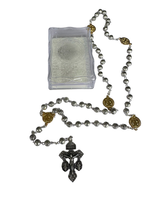 Saint Benedict Rosary Rose Beads with the Pardon Crucifix