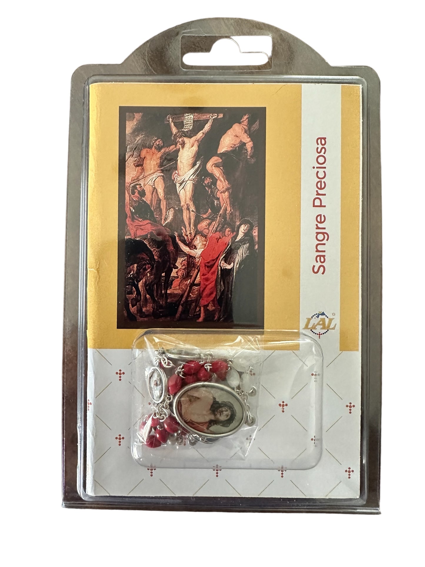 Preciosa Rosario de Sangre con Cuentas de Nácar en Rojo