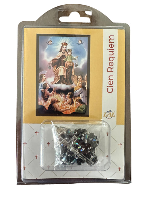 Rosario 100 Réquiem (Por las Almas del Purgatorio) con Cuentas Semi Cristal