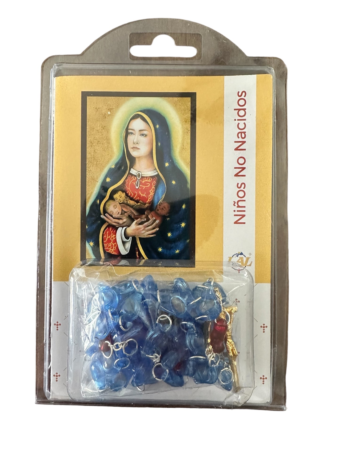Rosario per bambini non ancora nati con grani ovali in plastica