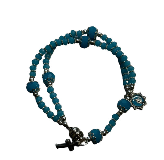 Bracciale rosario medaglia miracolosa Celeste