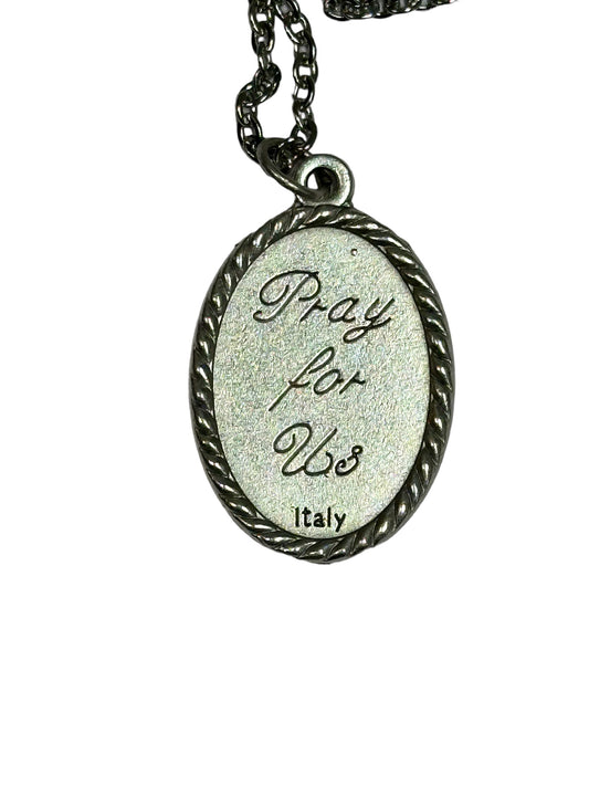 Miraculous Medal with Resin and 21 Inch Stainless Steel Chain