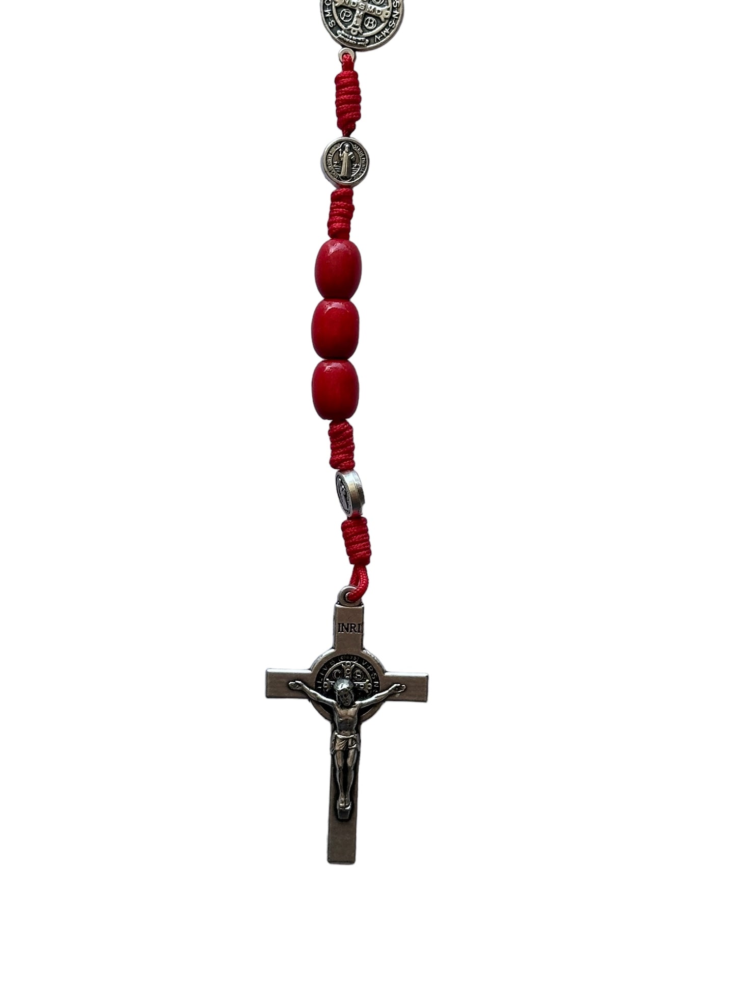 Rosario di San Benedetto in legno rosso 