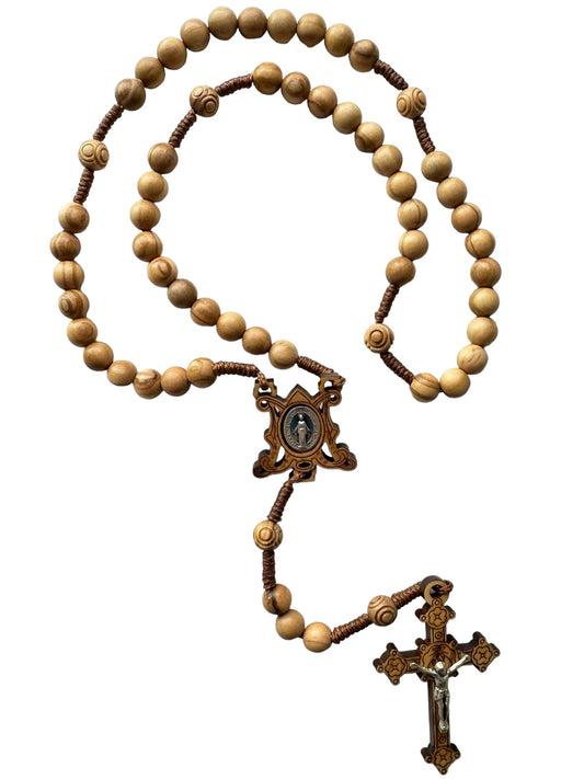 Miraculous Medal Rosary in Olive Wood with Olive Wood Cross
