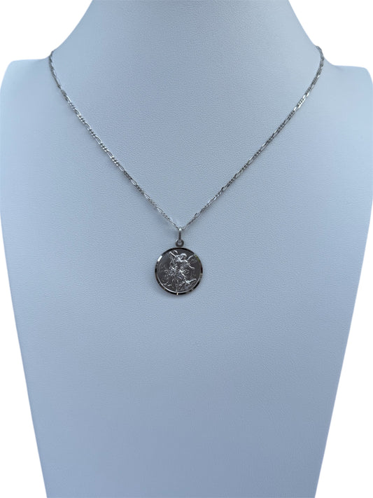 Medaglia di San Michele in Argento Rodiato 925 ø mm.21 Con Catena