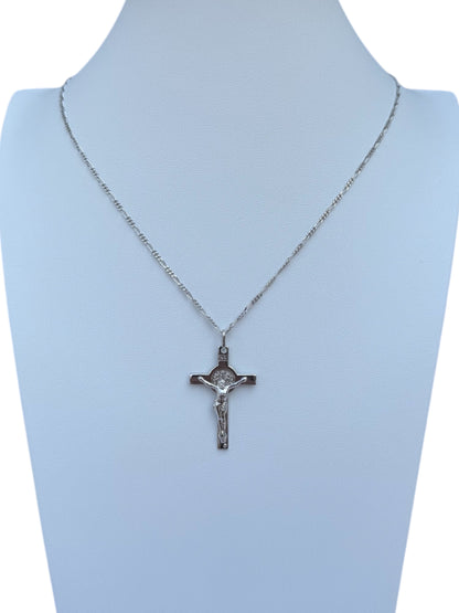 Crocifisso San Benedetto Argento 925/Catena Argento 925 rodiato