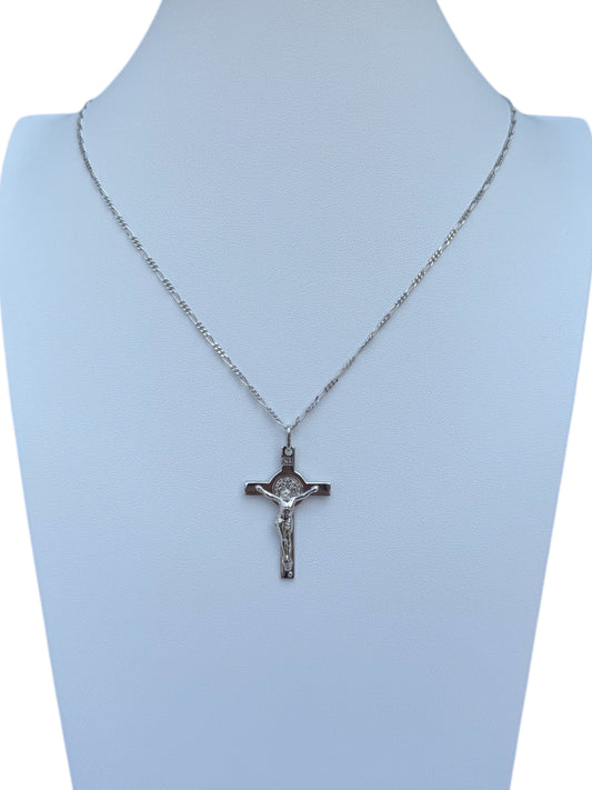 Crocifisso San Benedetto Argento 925/Catena Argento 925 rodiato
